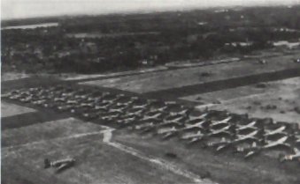 On the end of Aldermaston's main runway Horsas await D-Day in serried ranks with the 434th TCG C-47 tugs lined up on the PSP and grass alongside an evocative June 1944 scene (USAAF via Mrs P.A. Dufeu).